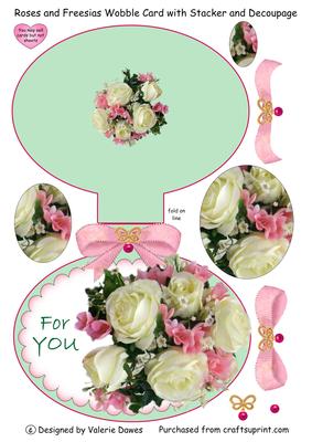 Roses and Freesias - Wobble Card with Stacker and Decoupage