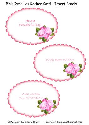 Pink Camellias Rocker Card Insert Panels