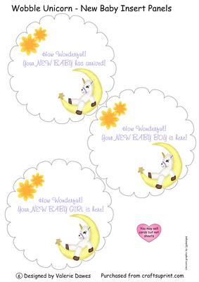 Unicorn New Baby Rocker Card - Insert Panels