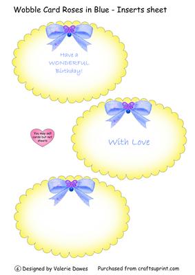 Wobble Card Roses in Blue Inserts Sheet