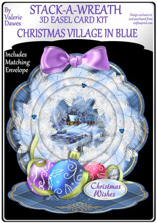 Stack-a-wreath 3D Easel Card Kit - Christmas Village in Blue