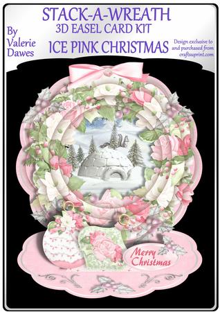 Stack-a-wreath 3D Easel Card Kit - Ice Pink Christmas