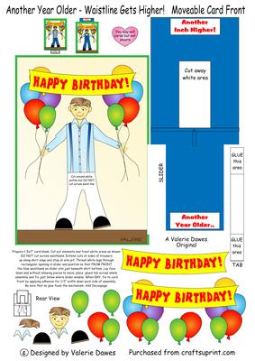 Another Year Older - Waistline Gets Higher! Moveable Decoupaged Card Front