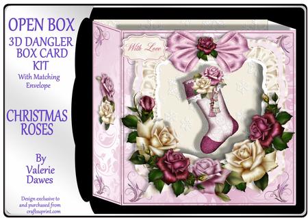 Open Box 3D Card Kit - Christmas Roses