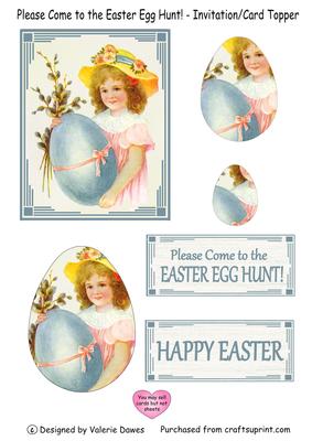 Please Come to the Easter Egg Hunt! - Invitation/card Topper