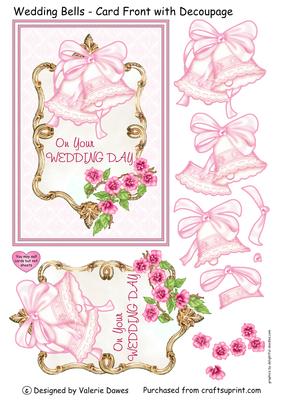 Wedding Bells - Card Front with Decoupage