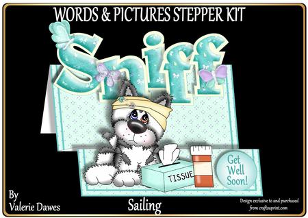Words & Pictures Stepper Mini-kit - Sniff! Get Well Soon!