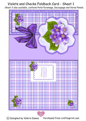 Violets and Checks Foldback Card - Sheet 1