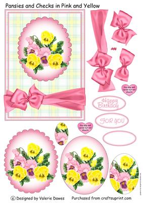 Pansies and Checks in Pink and Yellow