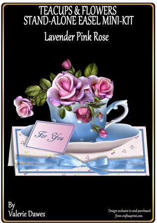 Teacups & Flowers Stand Alone Easel Kit - Lavender Pink Rose