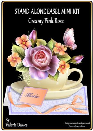 Teacups & Flowers Stand Alone Easel Kit - Creamy Pink Rose