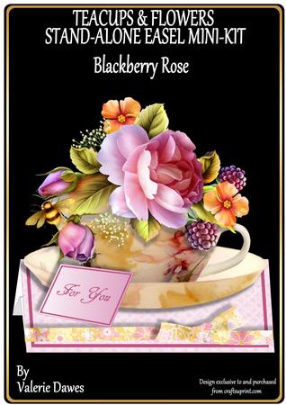Teacups & Flowers Stand Alone Easel Kit - Blackberry Rose