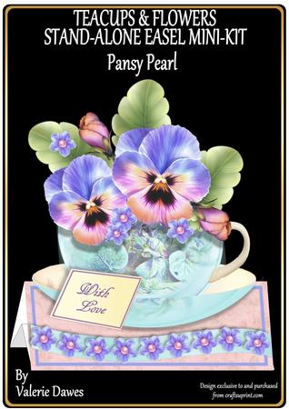 Teacups & Flowers Stand Alone Easel Kit - Pansy Pearl