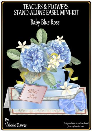 Teacups & Flowers Stand Alone Easel Kit - Baby Blue Rose