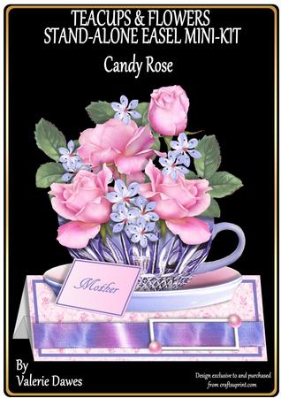 Teacups & Flowers Stand Alone Easel Kit - Candy Rose