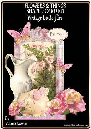 Flowers & Things Shaped Card Kit - Vintage Butterflies