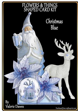 Flowers & Things Shaped Card Kit - Christmas Blue