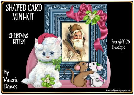 Shaped Card Mini-kit - Christmas Kitten
