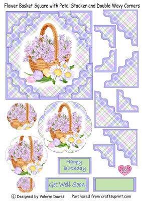 Flower Basket Square with Stacker & Double Wavy Corners