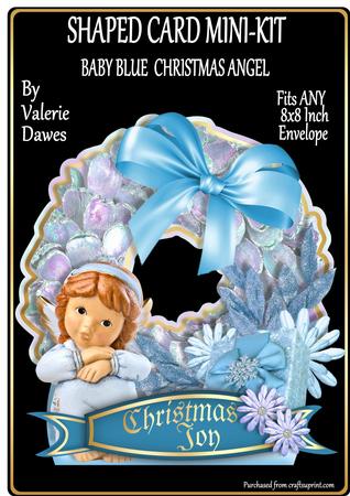Shaped Card Mini-kit - Baby Blue Christmas Angel