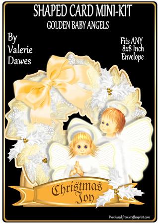 Shaped Card Mini-kit - Golden Baby Christmas Angels