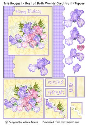 Iris Bouquet - Best of Both Worlds Card Front/topper