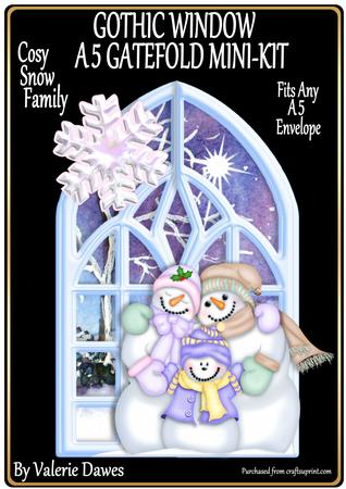 Gothic Window A5 Gatefold Mini-kit - Cosy Snow Family