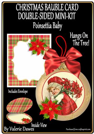 Christmas Bauble Card Double-sided Mini-kit- Poinsettia Baby