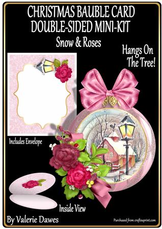 Christmas Bauble Card Double-sided Mini-kit- Snow & Roses