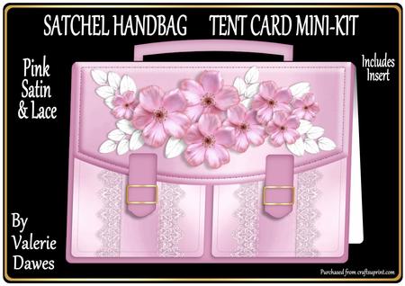 Satchel Handbag Tent Card Mini-kit - Pink Satin & Lace