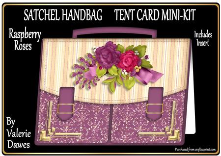 Satchel Handbag Tent Card Mini-kit - Raspberry Roses