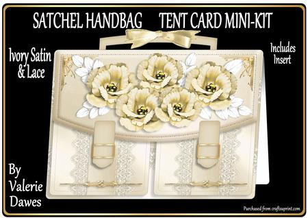 Satchel Handbag Tent Card Mini-kit - Ivory Satin & Lace