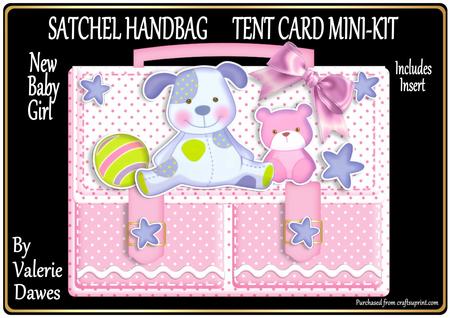 Satchel Handbag Tent Card Mini-kit - New Baby Girl