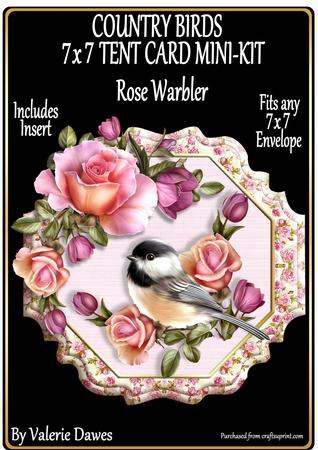 Country Birds 7x7 Tent Card Mini-kit - Rose Warbler