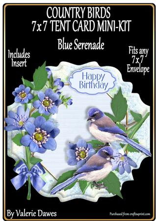 Country Birds 7x7 Tent Card Mini-kit - Blue Serenade