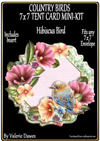 Country Birds 7x7 Tent Card Mini-kit - Hibiscus Bird