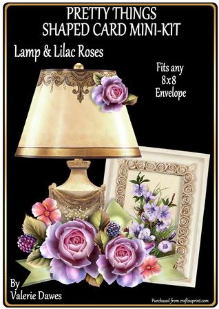 Pretty Things Shaped Card Mini-kit - Lamp & Lilac Roses