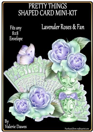 Pretty Things Shaped Card Mini-kit - Lavender Roses & Fan