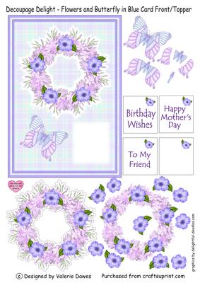 Decoupage Delight - Flowers and Butterfly in Blue