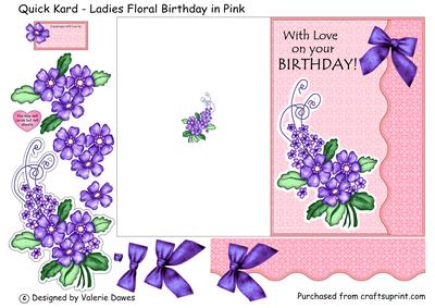 Quick Kard - Ladies Floral Birthday in Pink