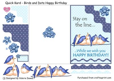 Quick Kard - Birds and Dots Happy Birthday