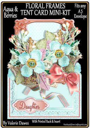 Floral Frames Tent Card Mini-kit - Aqua with Berries