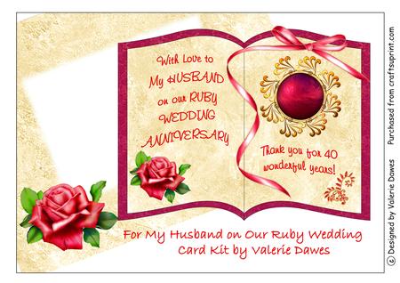 For My Husband on Our Ruby Wedding - Card Kit