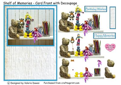 Shelf of Memories - Card Front with Decoupage