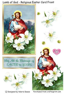 Lamb of God - Religious Easter Card Front with Decoupage