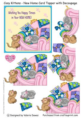 Cosy Kittens - New Home Topper with Decoupage