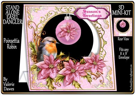 Stand Alone Easel Dangler Mini Kit - Poinsettia Robin