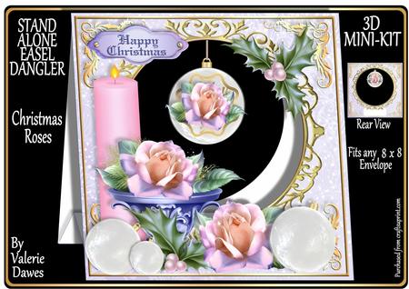 Stand Alone Easel Dangler Mini Kit - Christmas Roses