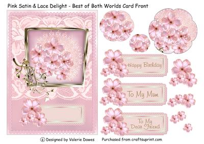 Pink Satin & Lace Delight - Best of Both Worlds Card Front