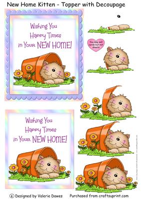 New Home Kitten - Topper with Decoupage